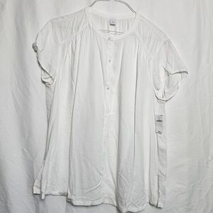 New Old Navy White Short Sleeve Button Down Short Sleeve Shirt Size Large